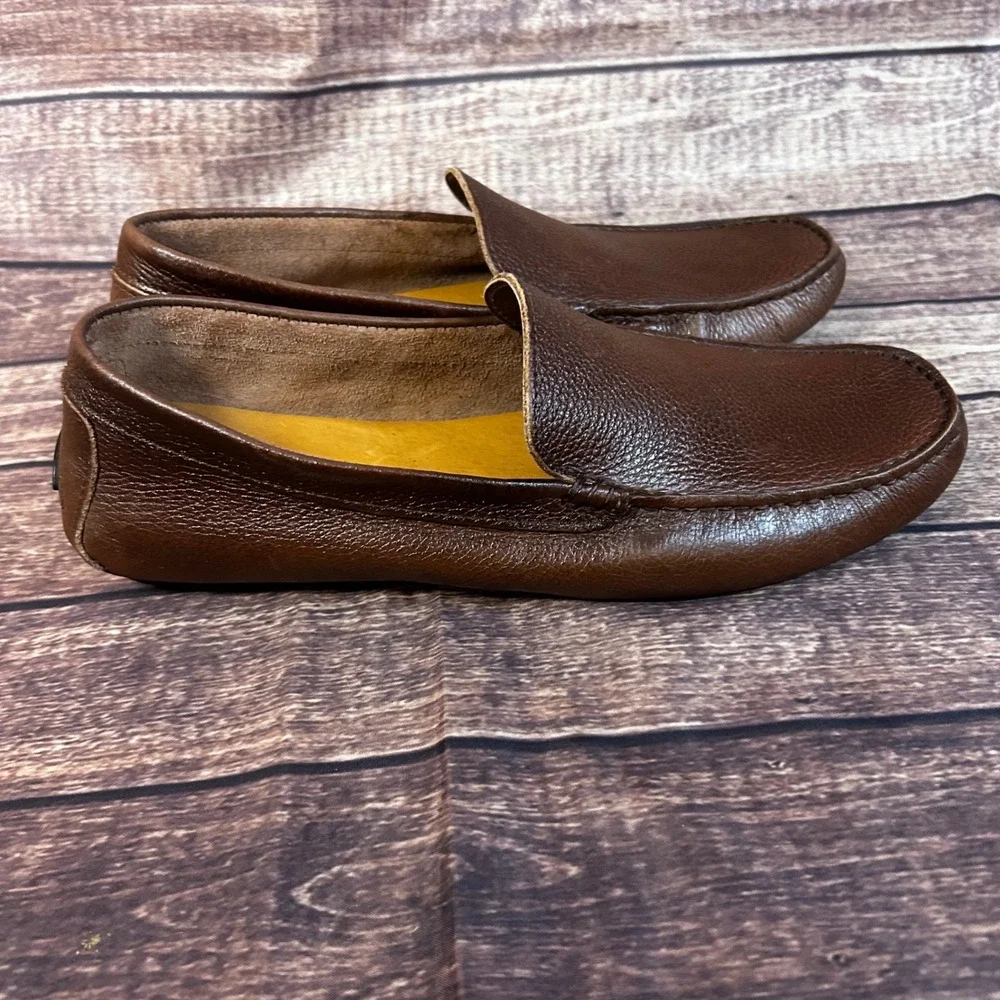 Steve Madden Bernie Mens Brown Pebbled Leather Driving Loafers BERN01M1 Size 10
